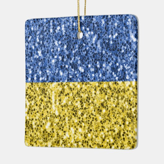 Blaugelbe ukrainische Flagge Glitzer Imitate Glitz Keramikornament (Links)