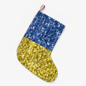 Blaugelbe ukrainische Flagge Glitzer Imitate Glitz Kleiner Weihnachtsstrumpf (Vorderansicht (hängend))