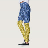 Blaugelbe ukrainische Flagge Glitzer Imitate Glitz Leggings (Links)