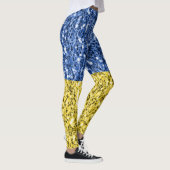 Blaugelbe ukrainische Flagge Glitzer Imitate Glitz Leggings (Rechts)
