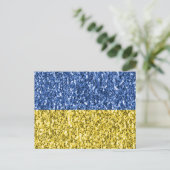 Blaugelbe ukrainische Flagge Glitzer Imitate Glitz Postkarte (Stehend Vorderseite)