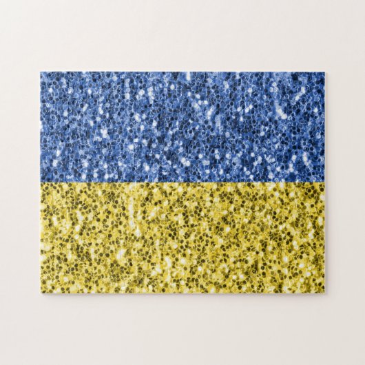 Blaugelbe ukrainische Flagge Glitzer Imitate Glitz Puzzle (Horizontal)