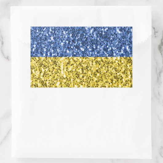 Blaugelbe ukrainische Flagge Glitzer Imitate Glitz Rechteckiger Aufkleber (Tasche)