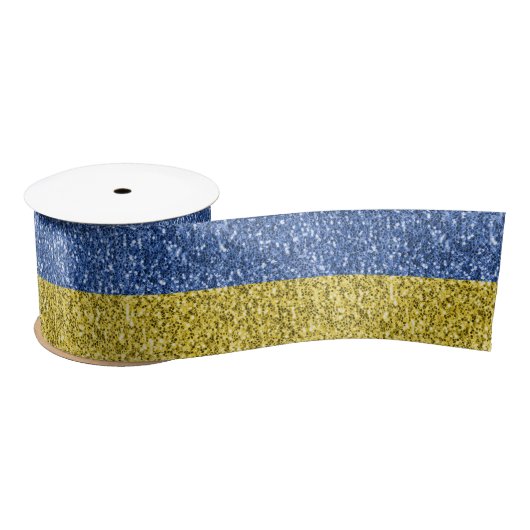 Blaugelbe ukrainische Flagge Glitzer Imitate Glitz Satinband (Spule)
