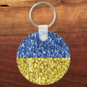 Blaugelbe ukrainische Flagge Glitzer Imitate Glitz Schlüsselanhänger (Vorderseite)