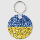 Blaugelbe ukrainische Flagge Glitzer Imitate Glitz Schlüsselanhänger (Rückseite)