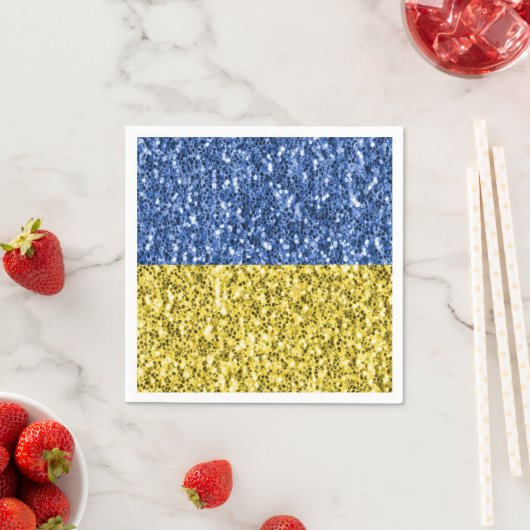 Blaugelbe ukrainische Flagge Glitzer Imitate Glitz Serviette (Beispiel)