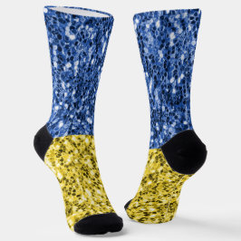 Blaugelbe ukrainische Flagge Glitzer Imitate Glitz Socken