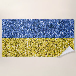 Blaugelbe ukrainische Flagge Glitzer Imitate Glitz Strandtuch