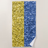 Blaugelbe ukrainische Flagge Glitzer Imitate Glitz Strandtuch (Vorderseite)