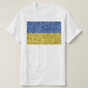 Blaugelbe ukrainische Flagge Glitzer Imitate Glitz T-Shirt