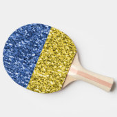 Blaugelbe ukrainische Flagge Glitzer Imitate Glitz Tischtennis Schläger (Seitenansicht)