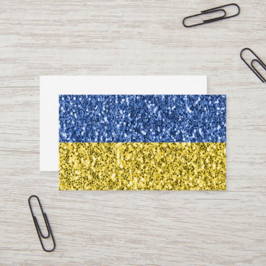Blaugelbe ukrainische Flagge Glitzer Imitate Glitz Visitenkarte (Vorderseite/Rückseite Beispiel)