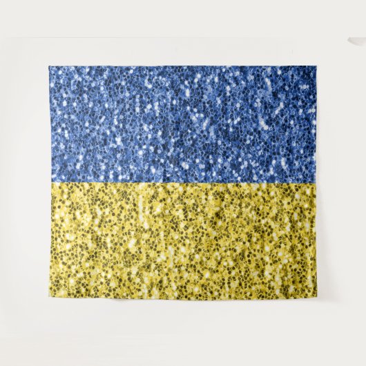 Blaugelbe ukrainische Flagge Glitzer Imitate Glitz Wandteppich (Vorderseite (Horizontal))