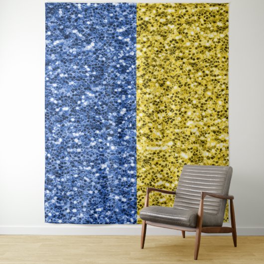 Blaugelbe ukrainische Flagge Glitzer Imitate Glitz Wandteppich (Beispiel)