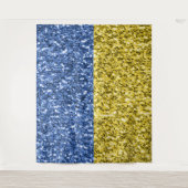 Blaugelbe ukrainische Flagge Glitzer Imitate Glitz Wandteppich (Vorderseite)