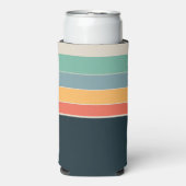 Blaugelbe und rosa 80er Vintage Streifen Selters Dosenkühler (Seltzer Vorderseite)