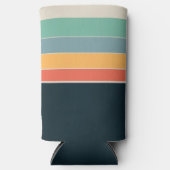 Blaugelbe und rosa 80er Vintage Streifen Selters Dosenkühler (Vorderseite)