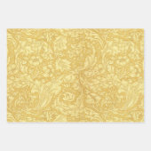 Blaugelbe Vintage Blumenmuster Geschenkpapier Set (Vorderseite 3)