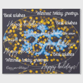 Blaugelbe Weihnachtsbeleuchtung Geschenkpapier (Flach)