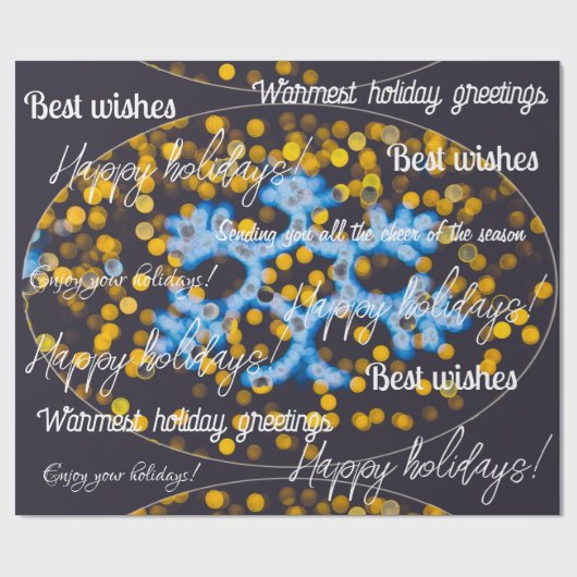 Blaugelbe Weihnachtsbeleuchtung Geschenkpapier (Flach)