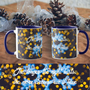 Blaugelbe Weihnachtsbeleuchtung Tasse