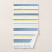 Blaugelbe weiße Wasserfarben Streifen Badhandtuch Set (Handtuch)