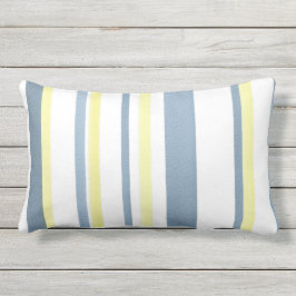 Blaugelbe weiße Wasserfarben Streifen Kissen Für Draußen