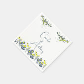 Blaugelbe Wildblume Floral Boho Hochzeit Serviette (Ecke)