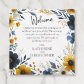 Blaugelbe Wildblume Hochzeitsgeschenk Begrüßungsko Geschenkanhänger (Vorderseite)