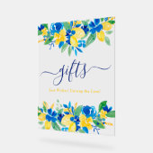 Blaugelbe Zitronen Blumengeschenke Brautparty Acrylschild (Winkel)