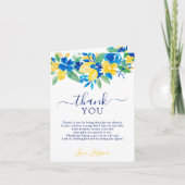 Blaugelbe Zitronen Brautparty Dankeskarte (Vorderseite)