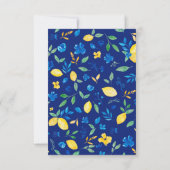 Blaugelbe Zitronen Brautparty Dankeskarte (Rückseite)