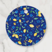 Blaugelbe Zitronen Brautparty Geschenkanhänger (Rückseite)