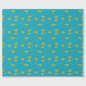 Blaugelber Abschluss Handgezeichnetes Scribble-Mus Geschenkpapier (Flach)