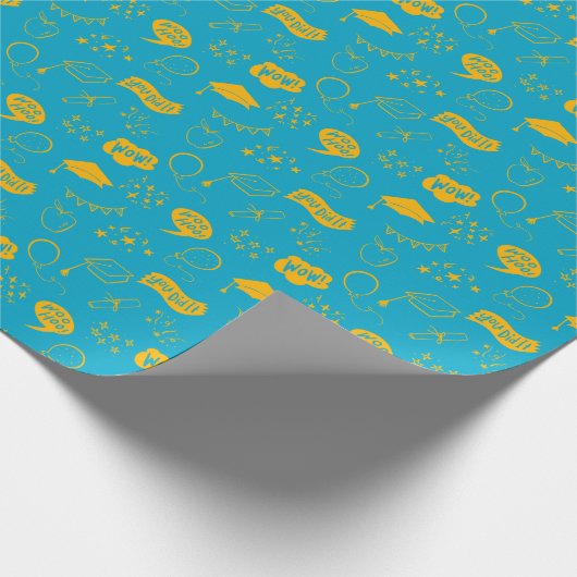 Blaugelber Abschluss Handgezeichnetes Scribble-Mus Geschenkpapier (Ecke)