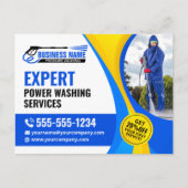 Blaugelber Druck - Reinigungsservice im Haus Postkarte (Vorderseite)