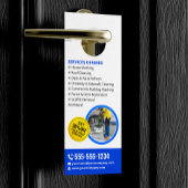 Blaugelber Druck - Reinigungsservice im Haus Türanhänger