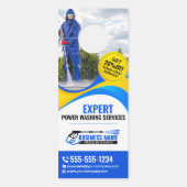 Blaugelber Druck - Reinigungsservice im Haus Türanhänger (Vorderseite)