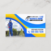 Blaugelber Druck - Reinigungsservice im Haus Visitenkarte (Vorderseite)