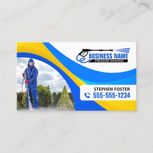 Blaugelber Druck - Reinigungsservice im Haus Visitenkarte (Vorderseite)