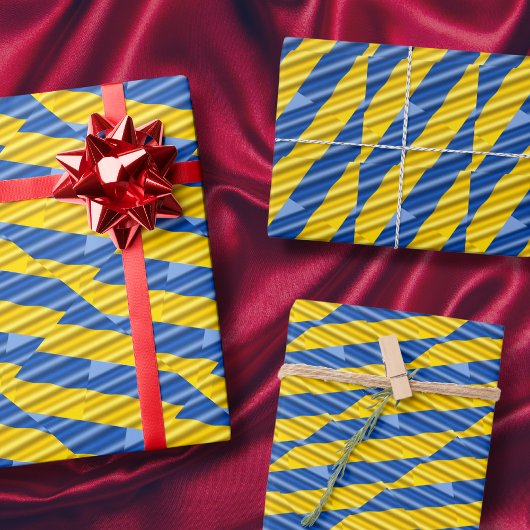 Blaugelber Friedensankrieg Ukraine Inspirierter St Geschenkpapier Set