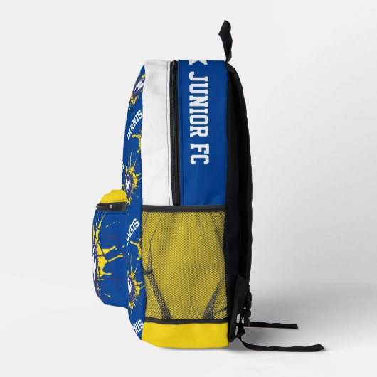 Blaugelber Fußballfußball platscher Brauch Bedruckter Rucksack (Rechts)