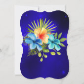 Blaugelber Hibiskus Tropisches Party Einladung (Rückseite)