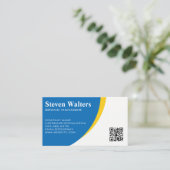 Blaugelber Hintergrund | QR-Code-Vorlage Visitenkarte (Stehend Vorderseite)