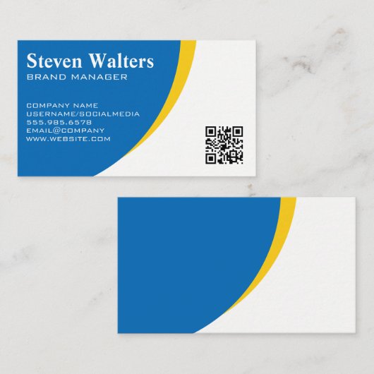 Blaugelber Hintergrund | QR-Code-Vorlage Visitenkarte (Vorne/Hinten)