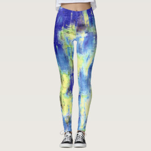 Blaugelber Paint-Spritzer Leggings