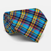 Blaugelber Tartan Krawatte (Gerollt)