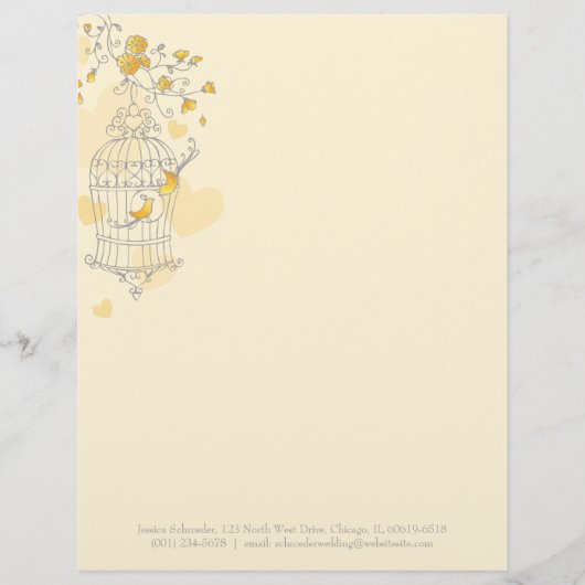 Blaugelber Vogelkäfig Briefkopf (Vorderseite)