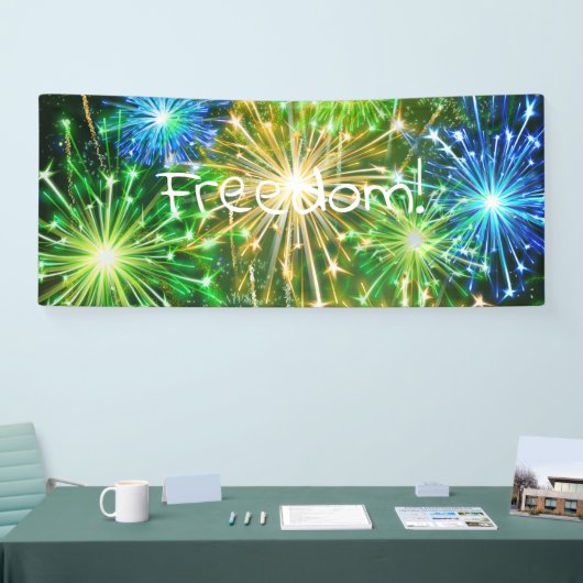 Blaugelbes Feuerwerk Banner (Messe)